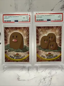 1999 Topps Series 1 Pokemon Diglett Dugtrio Sequential PSA 9 - Image 1