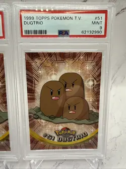 1999 Topps Series 1 Pokemon Diglett Dugtrio Sequential PSA 9 - Image 3