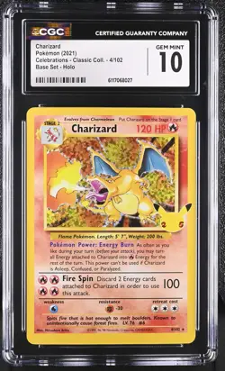 Charizard 4/102 Celebrations Classic Collection Pokemon CGC 10 Gem Mint *027 - Image 1