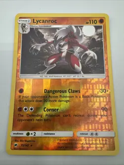 Lycanroc 75/147 Reverse Holo Rare Pokemon 2017 Burning Shadows - LP - Image 1