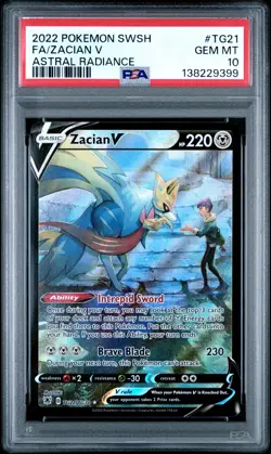 2022 POKEMON SWORD & SHIELD ASTRAL RADIANCE #TG21 FULL ART/ZACIAN V PSA 10 - Image 1