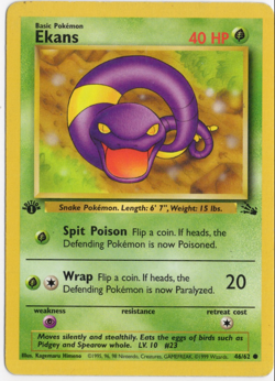 Ekans 1st Edition 46/62 Fossil Set Pokemon Card - Image 1