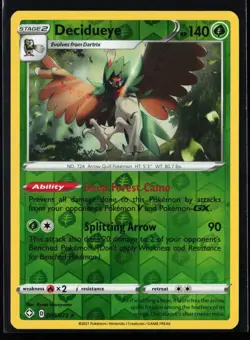 Pokemon TCG: Decidueye Rare Reverse Holo - Shining Fates - 008/072 - Image 1