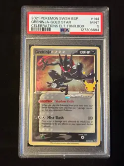 PSA 9 Greninja Gold Star Celebrations ETB Promo Pokemon Sword and Shield 144 - Image 1