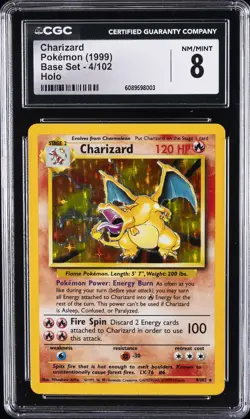 1999 POKEMON BASE SET #4 CHARIZARD CGC 8 - Image 1