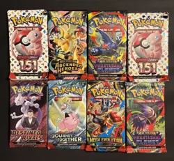 Pokemon TCG Booster Pack Variety Bundle (8 Packs) Factory Sealed Lot 1 - Image 1