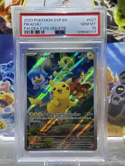 2023 Pikachu 027 Paldea Evolved Scarlet & Violet Promo Card Holo PSA 10 Gem Mint - Image 1