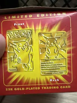 1999 Pokemon Pikachu 23K Gold Plated Trading Card Sealed - Image 4