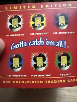 1999 Pokemon Pikachu 23K Gold Plated Trading Card Sealed - Image 5