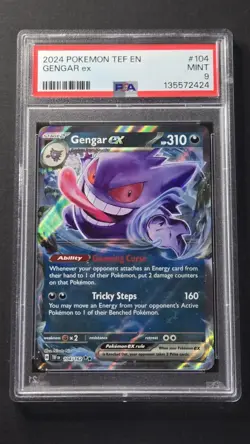 PSA 9 Gengar EX 104/162 Temporal Forces Ultra Rare Pokemon 2024 - Image 1
