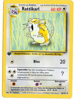 Raticate (Rattikarl) 1st Edition GERMAN 40/102 Base Set Pokemon Card - Image 1