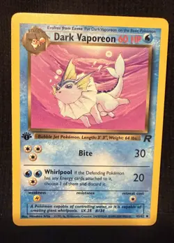 Pokemon Dark Vaporeon 45/82 Team Rocket 1st Edition Rare 60 HP Regular 2000 Eng… - Image 1