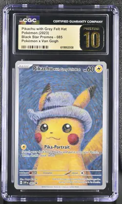 Pokemon Black Star Promo 085 Van Gogh Pikachu With Grey Felt Hat CGC 10 PRISTINE - Image 1