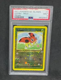 2001 Pokemon Southern Island Promo Ledyba 7/18 Double Swirl Holo Foil Rare PSA 9 - Image 1
