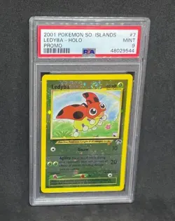 2001 Pokemon Southern Island Promo Ledyba 7/18 Double Swirl Holo Foil Rare PSA 9 - Image 2