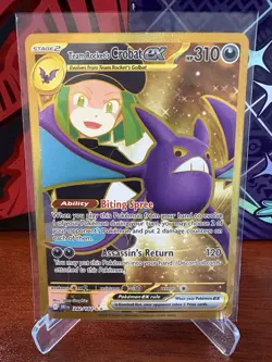 Team Rocket's Crobat ex Destined Rivals Hyper Rare Gold Card 242/182 Pokemon NM - Image 1