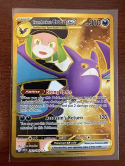 Team Rocket's Crobat ex Destined Rivals Hyper Rare Gold Card 242/182 Pokemon NM - Image 2