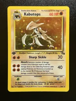 KABUTOPS Pokemon Card - WOTC - 1st Edition - Fossil - 9/62 - HOLO - NM (A) - Image 1
