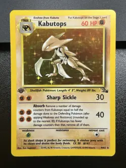 KABUTOPS Pokemon Card - WOTC - 1st Edition - Fossil - 9/62 - HOLO - NM (A) - Image 2