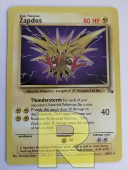 Zapdos ® Fossil 30/62 ® Rara ® Pokemon ® Inglese ® EX - Image 1