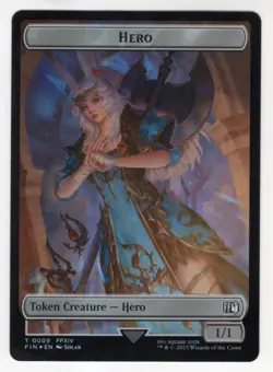 MTG Final Fantasy Double Sided Foil Token 9/21 Hero & Elemental - Image 1