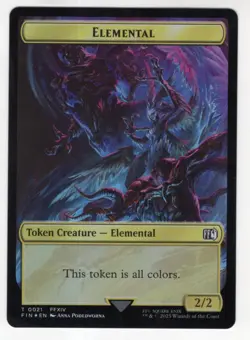 MTG Final Fantasy Double Sided Foil Token 9/21 Hero & Elemental - Image 2