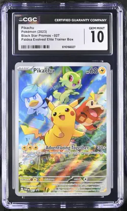 Pikachu 027 CGC 10 - 2023 Pokemon SV Scarlet Violet Promos PAL ETB - Image 1