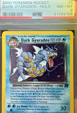 2000 Pokemon Rocket Dark Gyarados Holo PSA 8 NM-MT - Image 2