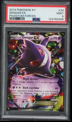 2014 Pokemon XY Phantom Forces Gengar EX Holo Card #34/119 PSA 9 MINT Low Pop - Image 1