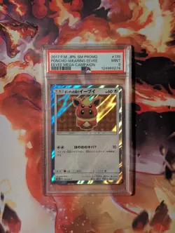 PSA 9 Poncho Eevee 139/SM-P Flareon Japanese Pokemon Card Promo 2017 - Image 1