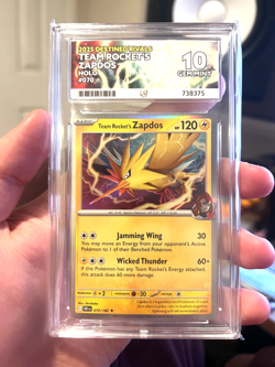 Team Rocket's Zapdos 070/182 Destined Rivals Promo TCG Card Slab ACE 10 GEM MINT - Image 1