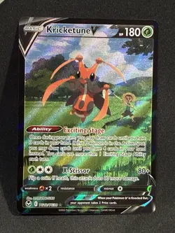 Kricketune V TG12/TG30 Holo Rare V Silver Tempest Trainer Gallery Pokemon NM - Image 1