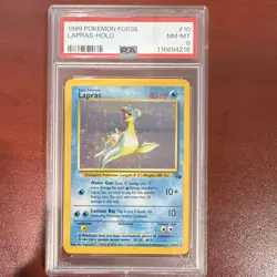Pokemon Lapras 10/62 Fossil Holo Rare PSA 8 Basic 80HP Pokemon TCG English - Image 1