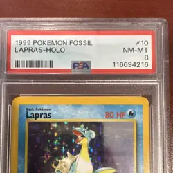Pokemon Lapras 10/62 Fossil Holo Rare PSA 8 Basic 80HP Pokemon TCG English - Image 2