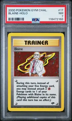 2000 POKEMON GYM CHALLENGE #17 BLAINE-HOLO PSA 7 - Image 1