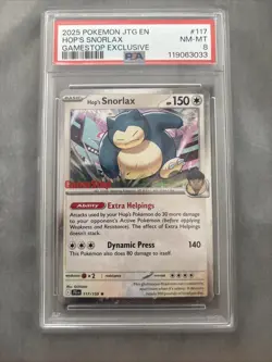 2025 Pokemon JTG Hop’s Snorlax #117 PSA 8 GameStop Exclusive Journey Together EN - Image 1