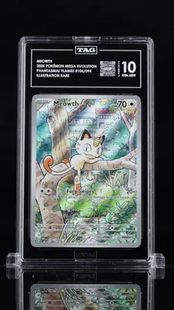 2025 Meowth Phantasmal Flames #106/094 Illustration Rare Pokemon TCG TAG 10 PSA - Image 1