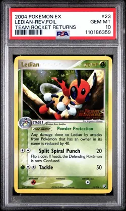 2004 Pokemon Ex Team Rocket Returns Ledian Reverse foil psa 10 - Image 1