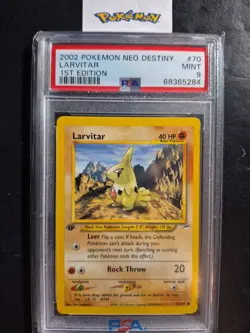 First Edition 2002 Pokemon Neo Destiny 70/105 Larvitar PSA Mint 9 - Image 1