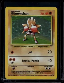 Pokemon TCG Hitmonchan 7/102 Base Set Holo MP - Image 1