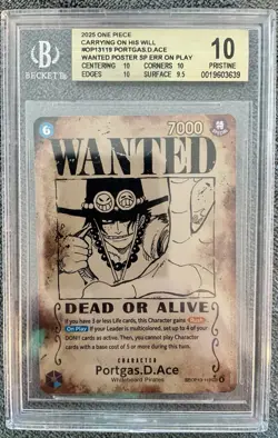 Portgas.D.Ace (SP) OP13 *ERROR* Wanted Poster One Piece English BGS 10 PRISTINE - Image 1