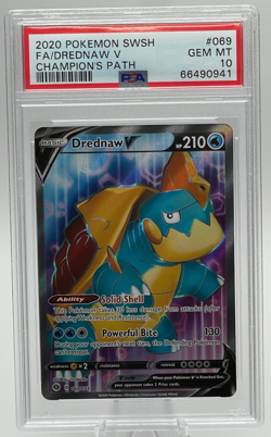 2020 POKEMON SWORD & SHIELD CHAMPION'S PATH #069 FA/DREDNAW V PSA 10 GEM MINT - Image 1