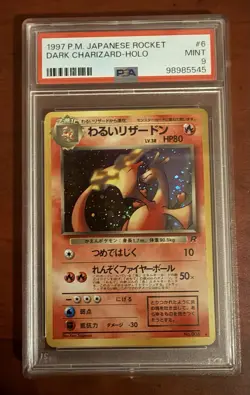 Pokemon TCG Dark Charizard 006 Rocket Holo Japanese PSA 9 1997 - Image 1