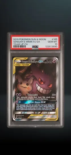 Pokemon Gengar & Mimikyu GX Full Art Ultra Rare Holo Team Up 165/181 PSA 10 - Image 1