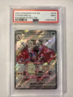 Pokemon 2024 SVP en Charizard EX Paldean Fates Tin #074 PSA - Image 1