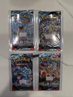 Pokemon Stellar Crown Full Art Set Factory Sealed Booster Packs Lot Of 4 - Image 1