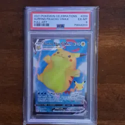 Pokemon Surfing Pikachu VMAX 009/025 Celebrations Ultra Rare Holo Full Art PSA 6 - Image 1