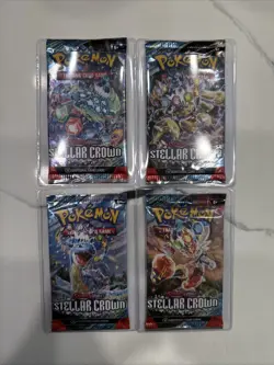 Pokemon Stellar Crown Booster Packs Factory Sealed Full Art Set Lot Of 4 - Image 1