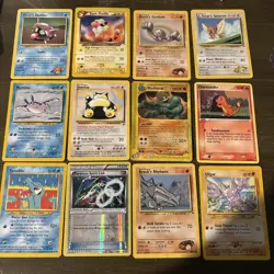 Lot of 12 Vintage Pokemon 1995 Snorlax Rayquaza Reverse Holo Vintage Charmander - Image 1