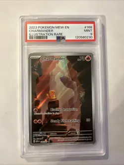 2023 Pokemon Mew en Charmander Illustr Rare Card #168 PSA 9 Mint - Image 1